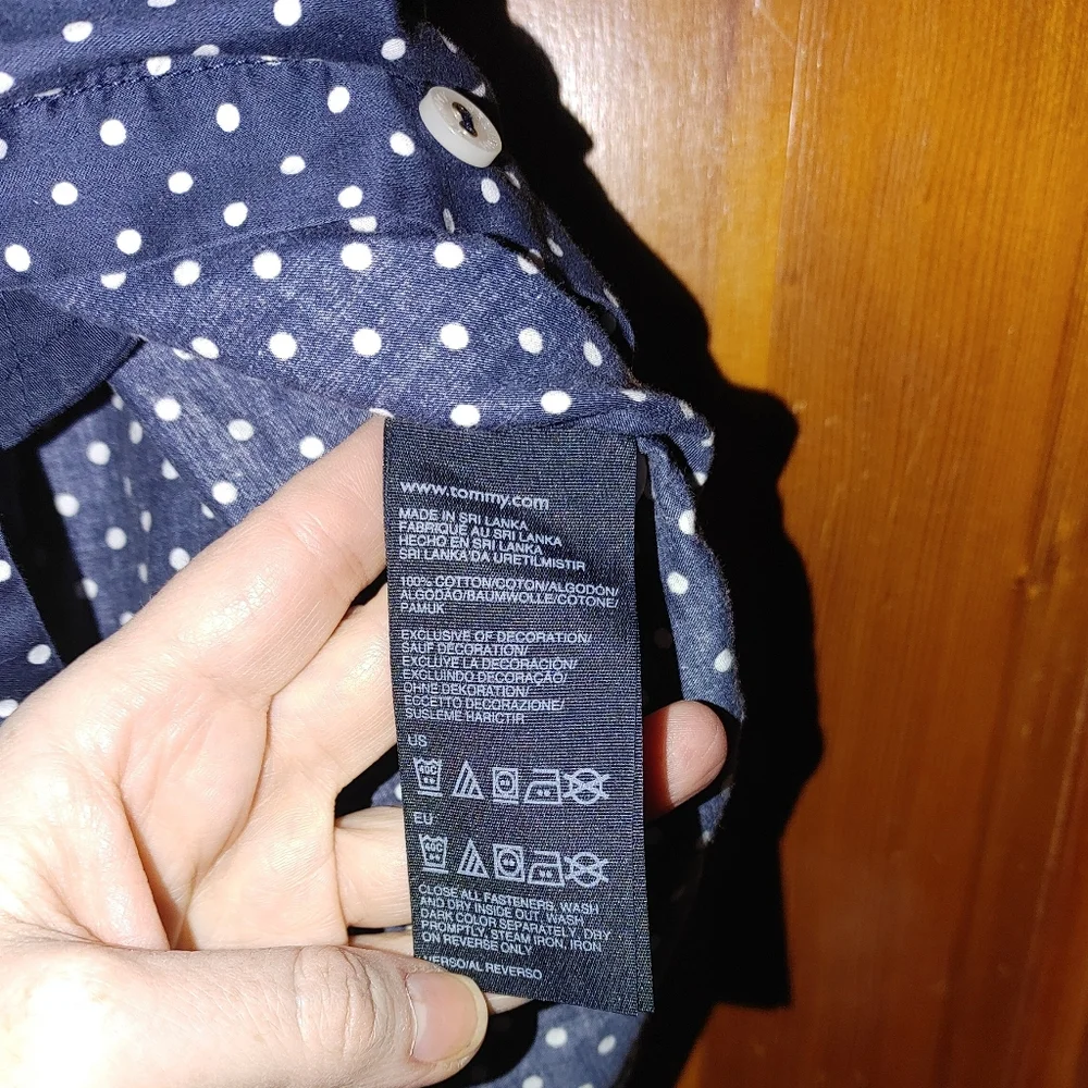 Tommy Hilfiger Navy Polka Dot Classic Preppy Girl Shirt Dress. - Picture 5 of 7